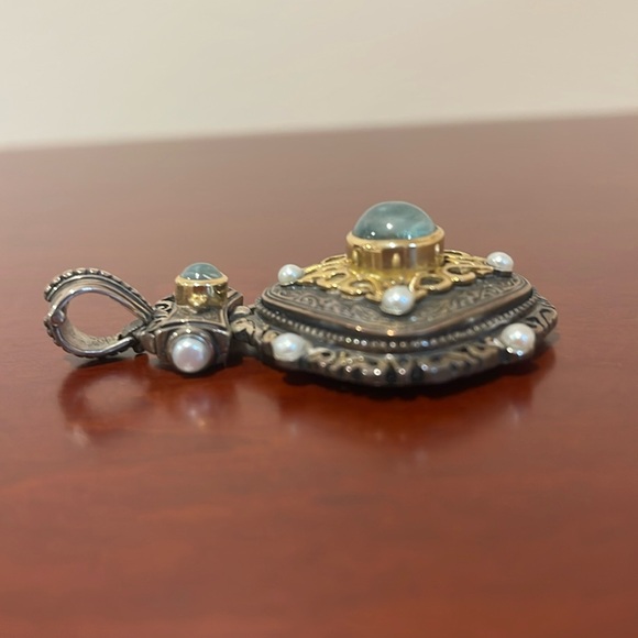 Signed Konstantino Sterling Silver and 18k Gold Enhancer Pendant - Picture 4 of 11